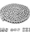 Close-up of Size 50 Stainless Steel Roller Chain 10 Feet Long With Two Master Links Single Strand For Chain Driven Gate Operators