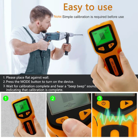 Zero Guesswork Dead Accurate Five In One Stud Finder Wall Scanner With Advanced Smart Chip And HD LCD Display For Foolproof Wood Metal Pipe Live Wire Scanning Behind Drywall Ceilings And Floors