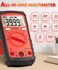 Red All Purpose Digital Multimeter 4000 Counts Auto Range with backlit LCD and function icons 