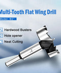 Multi-Tooth Flat Wing Drill Bit, 2-inch model for hardwood, hole opening, and neat cutting, Heavy Duty Carbon Steel Forstner Drill Bit Knocks Out Flawless Flat Bottom Holes In Wood And Plastic Without The Slack Or Fuss Packs Sweetly Into A Sturdy Storage Case So Your Gear Stays Neat And Ready To Roll.