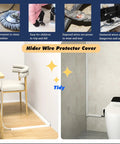 Exterior Waterproof Cable Raceway Kit For 6 Cables No Drill Self Adhesive Cord Protector shown on wall and floor in white