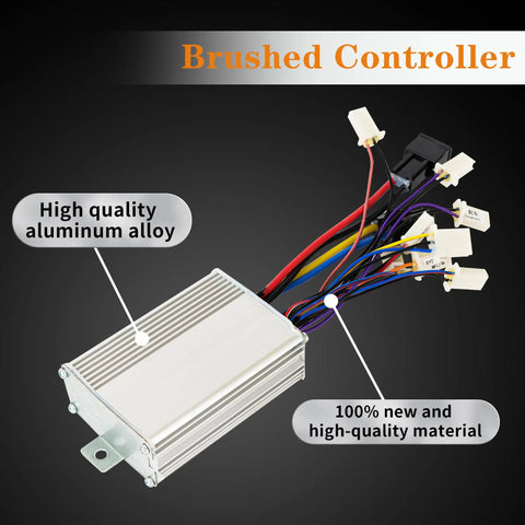 Brushed Motor Controller For 48V Systems With 1000W Power, 30A Rated Current, And 3 Speed Switch, aluminum casing and wiring.