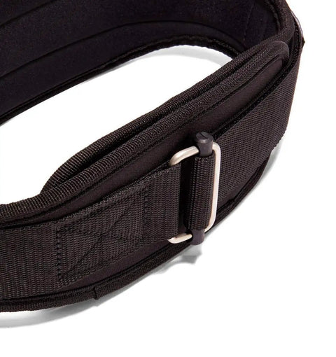 Premium Adjustable Velcro Weightlifting Belt Built Tough For Heavy Deadlifts And Squats Delivers Solid Lumbar Support For Serious Gym Grinders Crushing Their Daily Grind X Large Black close-up of velcro strap and buckle detail