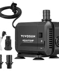 Ultra Quiet Submersible Water Pump 400 GPH Ideal For Pond, Fish Tank, Aquarium, And Hydroponics, 5.3 Ft Lift, 15W, with nozzles