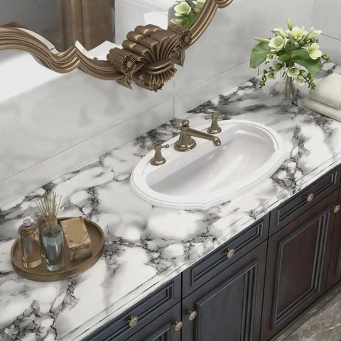 Black And White Marble Peel And Stick Wallpaper For Kitchen Counters And Backsplashes No Glue Needed Self Adhesive Waterproof Vinyl on sink