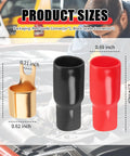 Top Tier 0 Gauge Fork Connectors For Car Audio Power Cables, showcasing gold, black, and red connectors with size measurements.