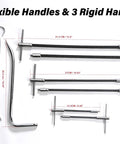 Pro-Grade 23-Piece Packing Puller Kit: Stainless Steel Gland Extractor Set with 6 flexible and 3 rigid shafts shown.