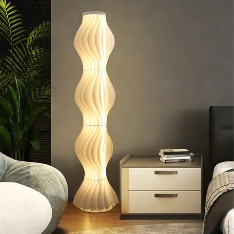 Dimmable Column Floor Lamp With Hula Skirt Shade, 55 Inch Tall Contemporary Standing Light For Living Room And Home Office