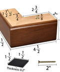Solid Wood Furniture Risers L Shaped Bed Lifters 3 Inch Couch Feet For Sofa Table 4 Pack dimensions and hardware display.