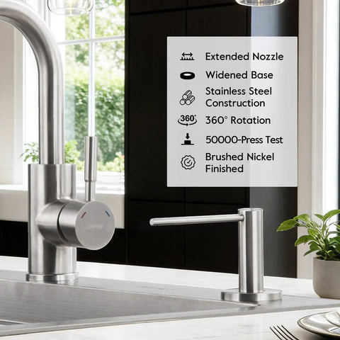 Brushed Nickel Soap Dispenser For Kitchen Sink With Built In 17 Ounce Bottle Stainless Steel Countertop Pump Holds Hand Soap Or Dish Soap