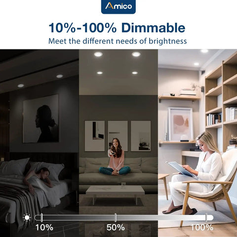 6 Inch LED Recessed Downlights Kit 12 Pack Dimmable Damp Rated 12.5W Equal 100W 950 Lumens Can Lights With Baffle Trim 5000K Daylight Retrofit Installation ETL FCC Certified