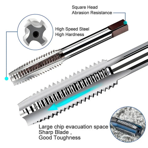 Close-up of M10 X 1.0mm Car Thread Repair Insert Kit Stainless Steel Helicoil Thread Repair Kit tools showing detail.