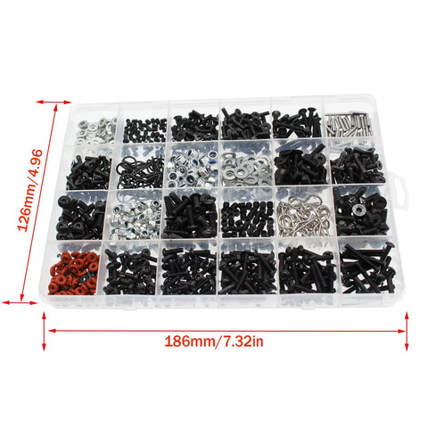 Universal RC Screw Kit 1000Pcs All In One Hardware Fasteners Set For 1/8 1/10 1/12 1/16 Scale RC Cars And Trucks Includes Organized Case