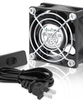 Slick Compact EC Cooling Fan 120V with dual ball bearing, 60x60x25mm size, plug-and-play setup for modems and campers.