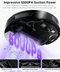 Beast Robot Vacuum And Mop Combo with 6000Pa suction power, 19500RPM brushless motor, showcasing underside and brush roller