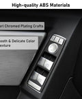 Mercedes Benz Window Switch Button Trim Covers Replacement Kit 14 Piece Fits A B C E G GLA CLA GLK ML GLE Class W204 W212 W246 W166 X166 X204 And Tesla Model X S, chrome finish on window switches.