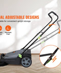 Walk-Behind Hand Push Floor Sweeper With A 25.6 Inch Sweep Width, Manual Non Electric Cleaning Machine with adjustable folding handle.