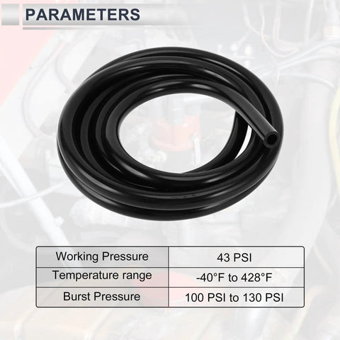 Universal Silicone Vacuum Hose For Your Ride 10ft Long High Temp Black 12mm Inner Diameter 18mm Outer Diameter 3mm Wall