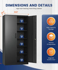 Heavy Duty Metal Storage Cabinet With Two Doors And Five Adjustable Shelves 71 Inch Tall Steel Locking Cabinet for dimensions details