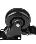 Side view of 4 Inch Swivel Caster Wheel With Safety Dual Locking Brakes, heavy-duty black non-marking polyurethane for furniture transport.