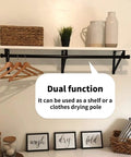 Rock Solid Heavy Duty Metal Closet Rod And Shelf Support Brackets For Clothes Hanger Poles Black Wall Mount Storage Kit 3 Pack with hangers and shelf.