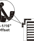 Illustration of Steel Blind Shutter Hinge 1-1/16 Inch Offset For Wood Frames Or Brick Facades, showing hinge alignment.