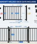 Diagram of Beefy Welded Aluminum Deck Gate Kit With Latch And Auto Closing Hinge 36 Inch High And 4 Foot Wide Cuttable AAMA 2604