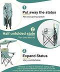 Illustration of Portable Camping Chair With Adjustable Sunshade Canopy, Oversized Lightweight Beach Chair With Side Pocket open