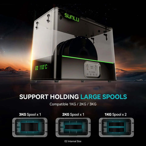 2-In-1 Filament Dryer And Annealing Box For 3D Printing Dual Chamber 110 C Max Temp 500W PTC Heater Dry And Anneal Engineered Filaments Like PC PA-CF FR-ABS, side view