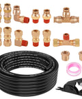 21-piece brass air line fittings kit with 32.8 ft nylon tubing, push-to-connect 3/8 inch fittings and tube cutter
