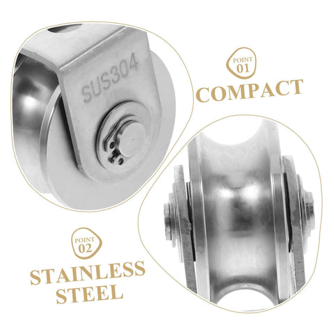 2-Pack Heavy Duty Stainless Steel Pulley Wheels For Sliding Doors And Wire Rope Lifting, Ball Bearing Track Rollers
