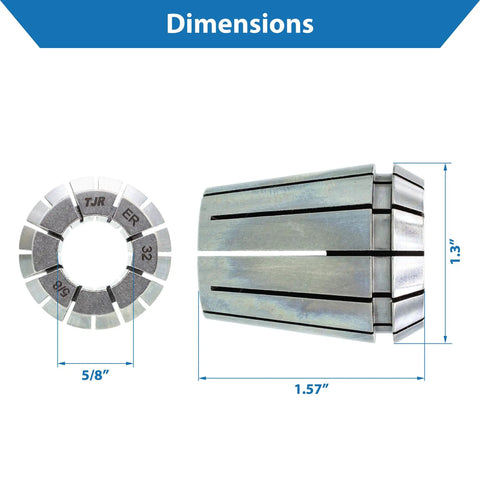 Dimensions of ER32 Collet for CNC Milling and Machining, Three Quarters Inch Precision Toolholder, Industrial Grade Accuracy 0.015mm