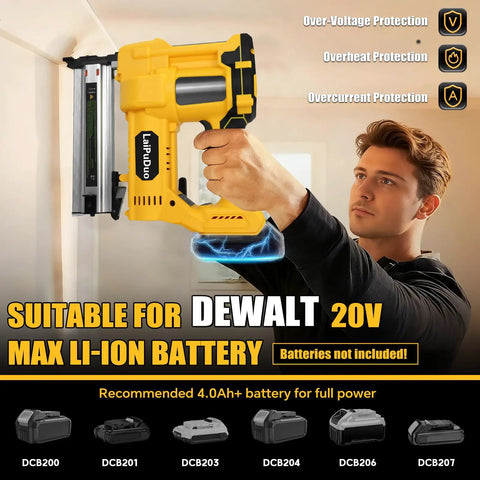 Cordless 2 In 1 Brad Nailer And Staple Gun Compatible With 20v Batteries, Heavy Duty 18 Nail Gun With 800 Fasteners, Slick Trigger No Drama Operation For Woodworking, Home Framing, Furniture Assembly, And Upholstery Jobs