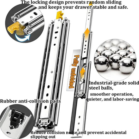 Heavy Duty Locking Drawer Slides 32 Inch Full Extension Ball Bearing Side Mount Glides Tough As Nails Built To Last 500lb Load Capacity