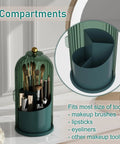 All Green 360 Degree Rotating Makeup Brush Holder With Lid Waterproof Dustproof Cosmetic Organizer for Vanity Desk