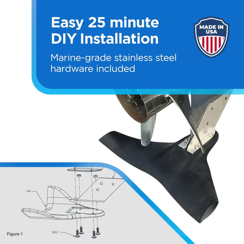 Skeg Mounted Hydrofoil Boat Stabilizer For Outboard Motors, Marine Grade Mounting Bracket, Four Size Options, Boost Performance, Shield Propeller, And Protect Marine Life, Compatible With 25-115HP Outboards On Boats Up To 18 Ft