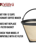 Gold Tone Cone Style Reusable Coffee Filter Size Two for DCC 450 Cuisinart Coffee Makers