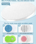 Multi-functional velcro brush head for Cordless Spin Scrub With 600 RPM Power, fits various mop and scrubber pads.