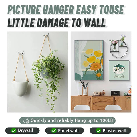 30 Piece Heavy Duty Picture Hangers Drywall Hooks For Hanging Frames Decor Tool Free Wall Mounts For Shelves Mirrors Art Clocks Easy No Hassle Setup Rock Solid Grip
