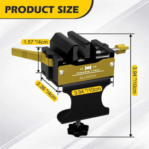 Beast Golf Club Regripping Kit 2.0 With Quick Release Vise Clamp showing dimensions in inches and centimeters