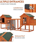 Image of Big Ol Wooden Chicken Coop With Run For 4-6 Chickens, showing multiple entrances, lockable doors, and waterproof roof.