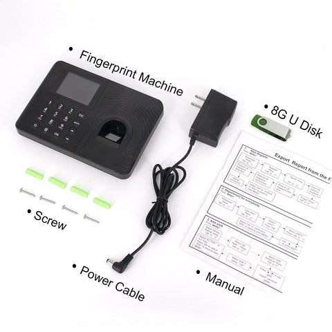 Biometric Fingerprint Time Clock For Employees With No Monthly Fees, Fast In And Out System, Fingerprint Machine with accessories