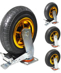 Heavy Duty 8 Inch Swivel Casters Set Of 4 With Two Brakes Beefed Up Industrial Rubber Wheels for cart or bench use
