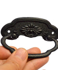 4 Pcs Black Ring Drawer Pulls With Screws, Vintage Antique Style Cabinet Handles For Furniture Wood Boxes And Jewelry Cases, Medium Size