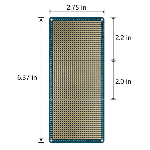 3 Piece Solderable Breadboard Split Design Universal PCB Shield Board Double Sided With Tinned Gold Plated Holes dimensions