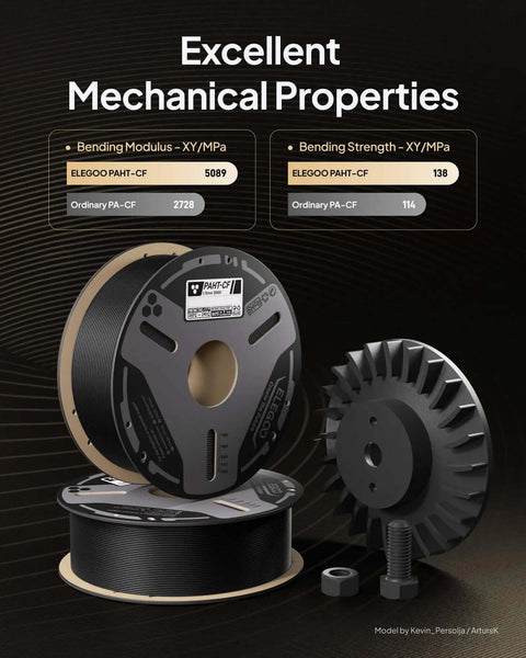 Carbon Fiber PAHT Nylon 3D Printing Filament 1.75mm High Temp 194C Heat Resistant 1Kg Spool For Enclosed FDM Printers displayed