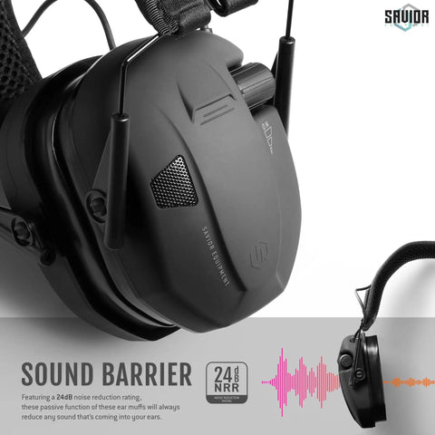 Apollo Electronic Earmuffs For Shooting With Gel Ear Pads 24 Decibel NRR Noise Cancelling Ear Protection Headset side view