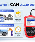 AL319 OBD2 Diagnostic Scanner with Live Data and DTC Read Clear features and benefits overview