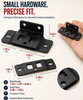 Beefy Stainless Steel Corner Brackets for furniture, L shape joint braces with screws, compact size details shown in hand for scale.