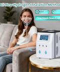 Go To Face Mask For Hydrogen Inhalation Reusable Odor Free Safe BPA Free Materials shown with generator in home setting